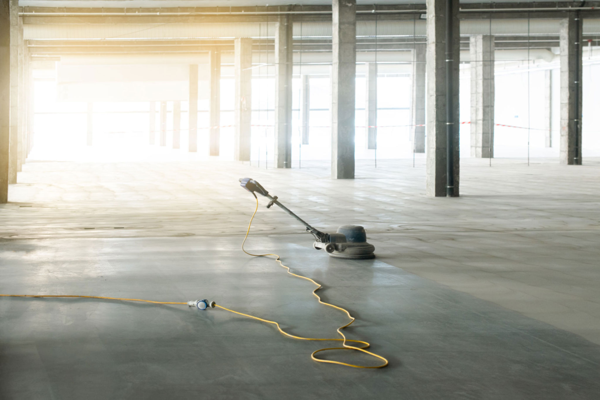 Dust-free concrete grinding and levelling in a Strathfield warehouse